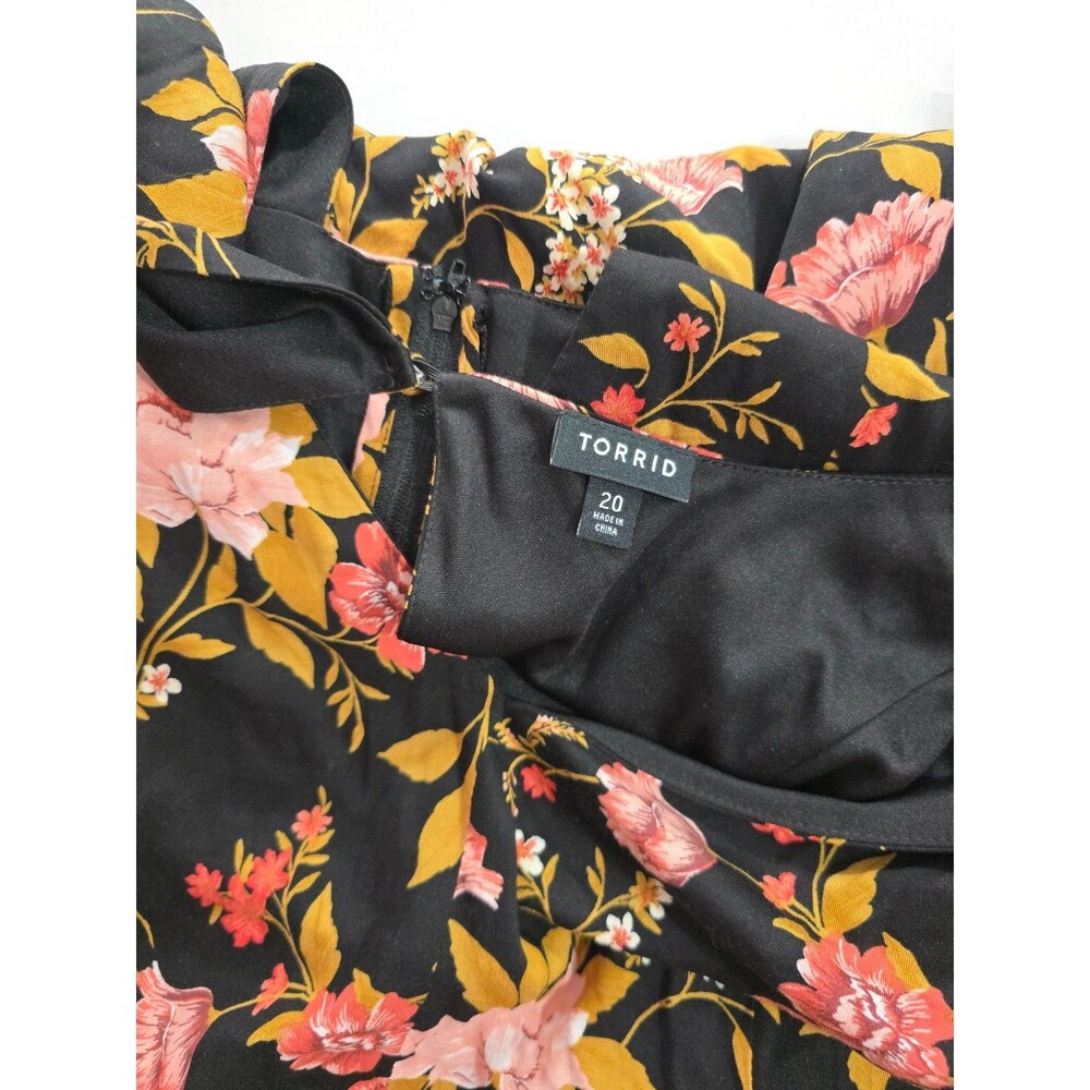 Torrid Walk Through Dress Romper Women Plus Size 20 Black Peach Floral V Neck BK - Picture 10 of 12
